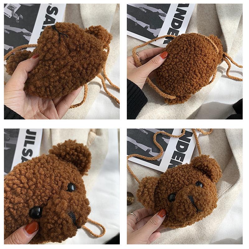 Cute Cartoon Bear Shoulder Bag For Children Kids Messenger Bags Animals Backpack Stuffed Plush Single Shoulder Bag Girls Purses