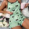 Hot Sale European and American Summer Women's Pajamas Two-piece Set Sexy Casual Suspender Vest Shorts Loungewear