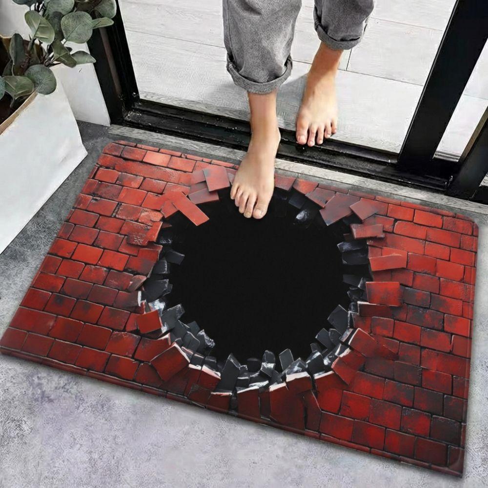 3D Flacher Badezimmerteppich Wasserabsorbierender Schlafzimmer-Türteppich Optische Illusion Fußmatte Heimdekoration