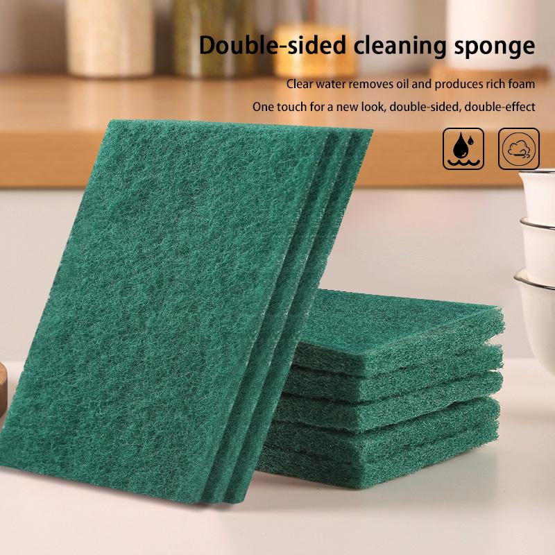 5/10/20/30pcs Double Sided Diamond Sponge Kitchen Cleaning Stain Removal Dishwashing Cleaning Brushing Descaling Scouring Pad 5pcs зелёный