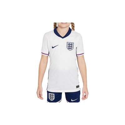 England 2024/25 Stadium Home Embroidered Logo Design Casual V-Neck Short Sleeve Kids Tops White FJ4410-100