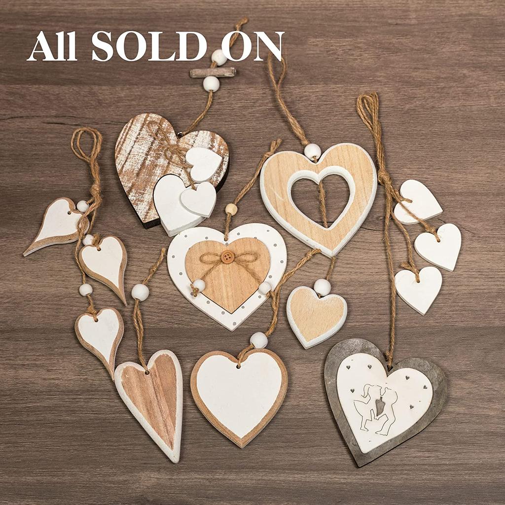 Dekoracja Serca, Drewniane Dekoracyjne Wiszące Ozdoby w Kształcie Serca Ręcznie Robione Ozdoby Wiszące na Ślub, Dekoracja Domu