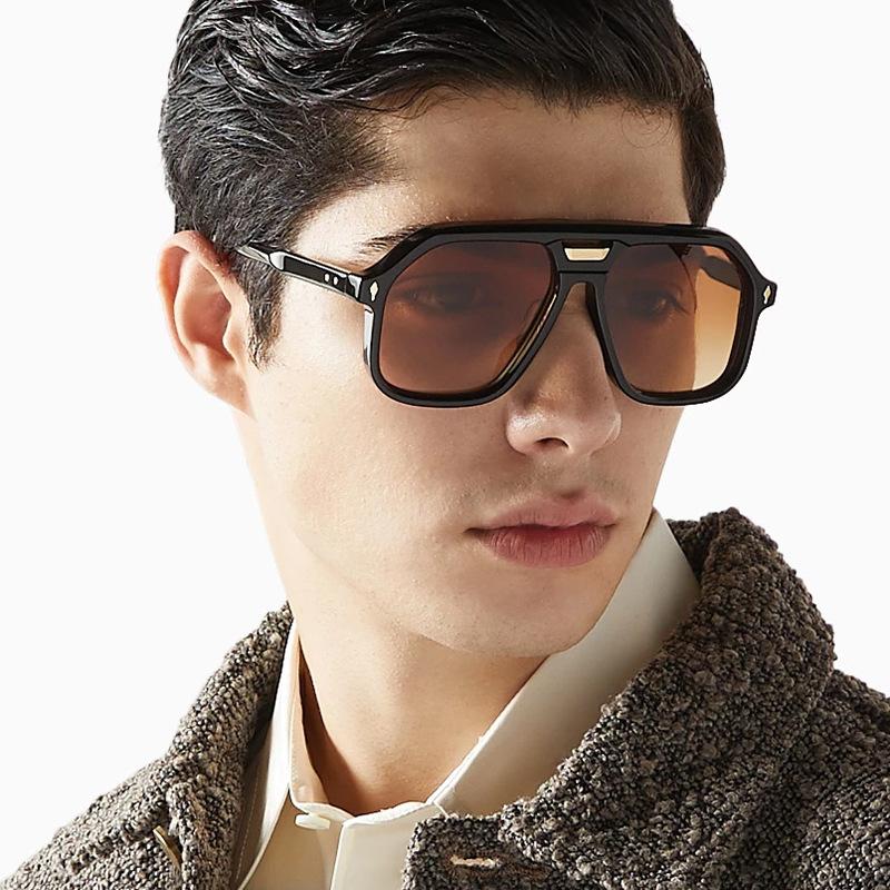 Classic Rivet Arrow Double Bridge Pilot Sunglasses Women For Men Vintage Sun Glasses Punk Popular Outdoor Driving Eyeglasses Uv