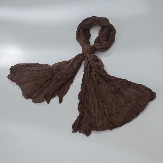 Women Scarf Retro Pleated Design Thin Scarf Soft Flax Shawl Scarf Daily Wear Outdoor Activities Versatile Accessory