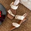 Fashion French Style Wedge Casual Sandals for Women 2025 Summer New Retro Style Belt Buckle Exposed Toe Comfortable High-heeled Slippers