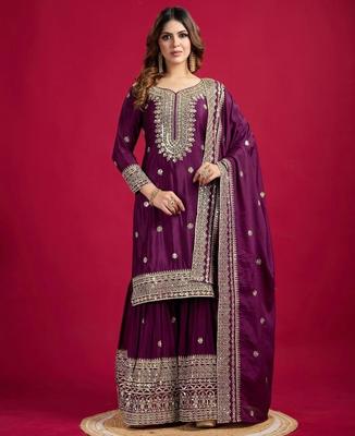 Dames Traditionele Kleding Zware Chinnon Salwar Kameez Indiase Bollywood Pakistaanse Salwar Pak Palazzo Set
