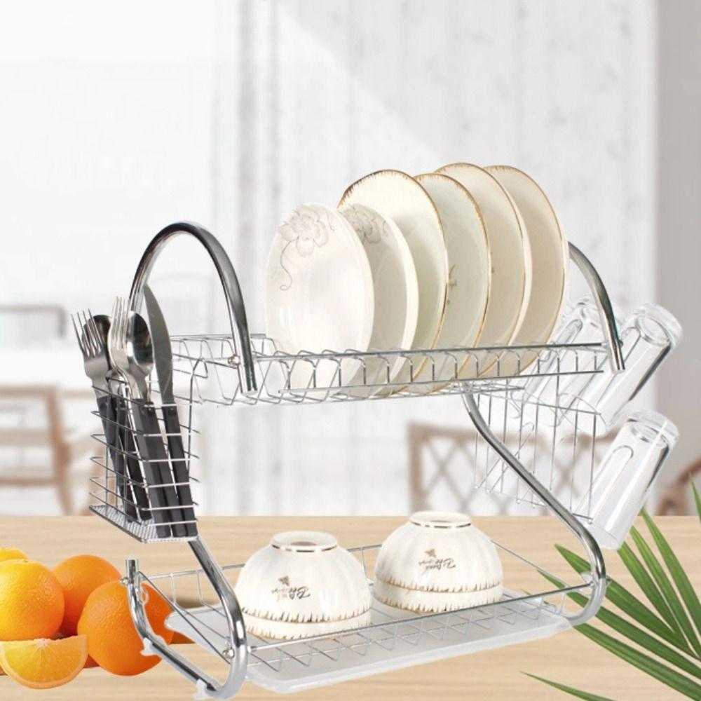Stable Dish Drying Rack Space-saving Tableware Holder Shelf S-Shaped Dish Drainer  Chopsticks