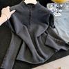 Women's Stand Collar Button Detail Knit Top Slim Fit Long Sleeve Casual Sweater