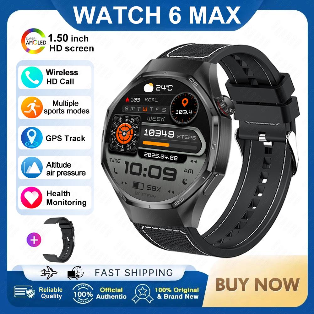 2026 New Watch 6 MAX Smart Watch GPS Track Altitude Pressure Heart Rate Blood Oxygen IP67 Waterproof BT Call Outdoor Smart Watch