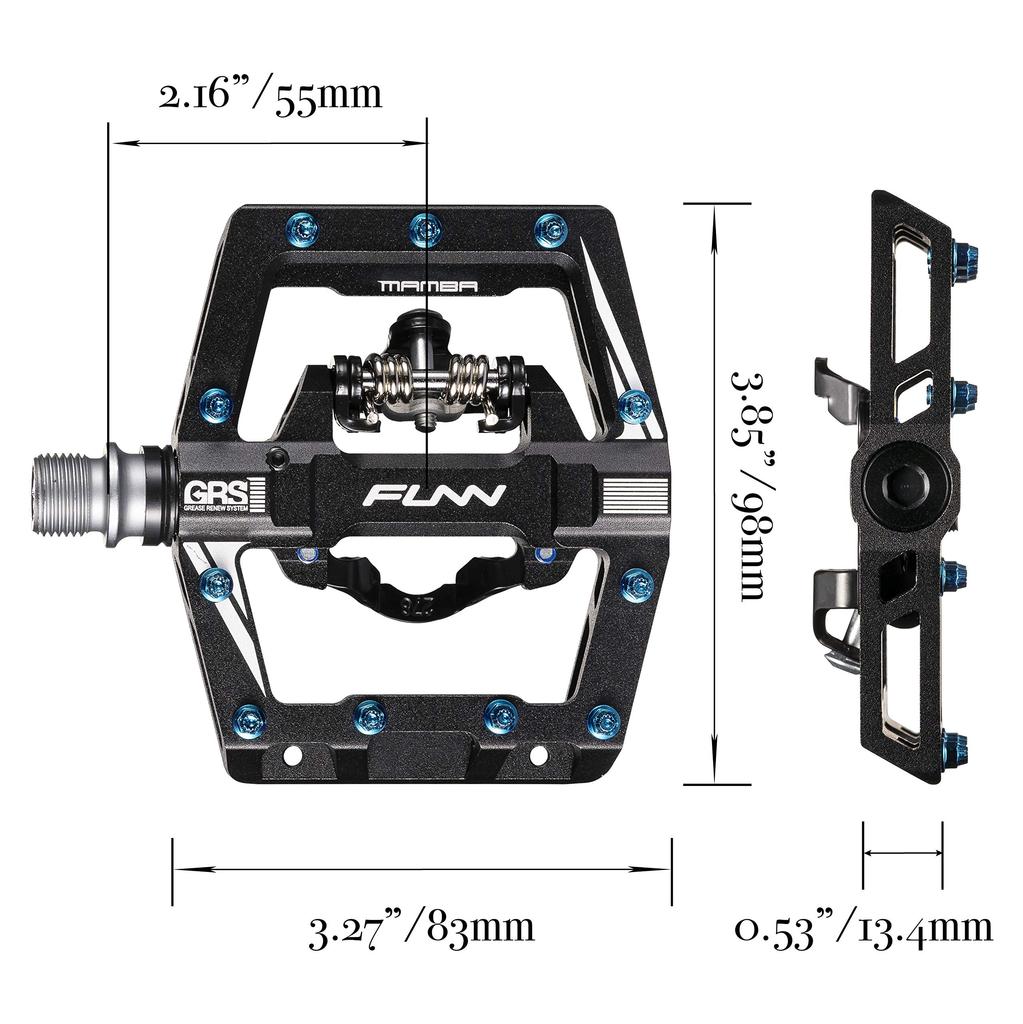 Funn Mamba S Binding Pedals SPD Compatible Mountain Bike Pedals Flat Pedals Suitable for Mountain BMX and Gravel Bikes - Single-Sided - Single-Sided -