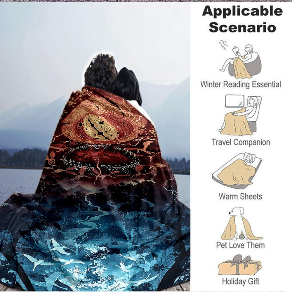 1pc The Lord of the Rings Flannel Throw Blanket Lightweight Soft Warm All Season Blanket for Sofa, Bed, Travel,L1028135