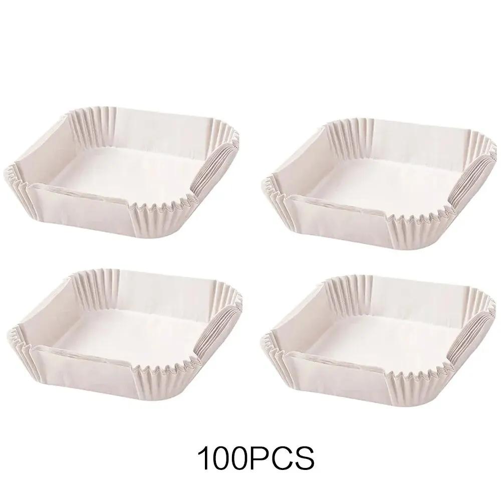 20/50/100Pcs Air Fryer Disposable Paper Air Fryer Accessories Square Oilproof  Liner Non-Stick Mat for Kitchen Oven Baking