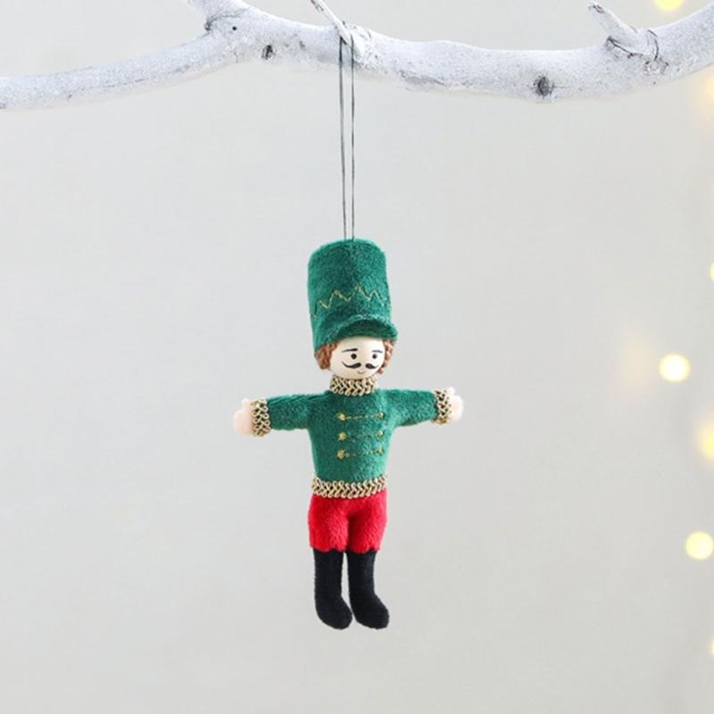 Classical Fabric Nut Cracker Soldier Figures Christmas Tree Hanging Ornaments Holiday Home Decoration