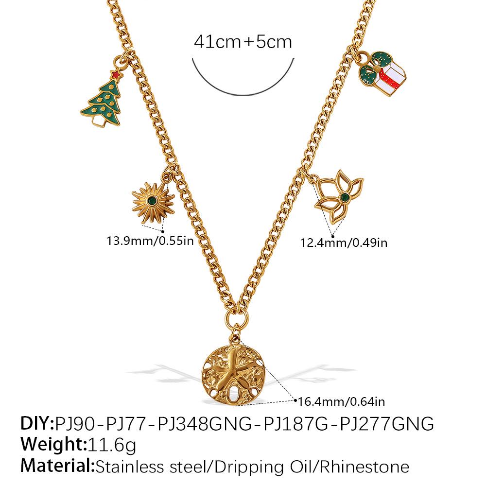 

18K Gold-Plated Stainless Steel Christmas Tassel Pendant Heart Necklace for Women