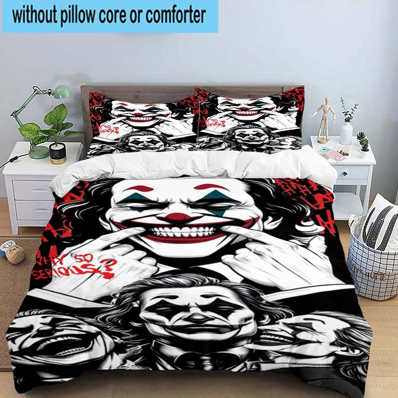 3PCS Cool clown Pattern 3pcs Bedding,Including 3PCS Duvet Cover And 2pcs Pillowcases Perfect for Christmas,Ideal for Bedroom, Dormitory