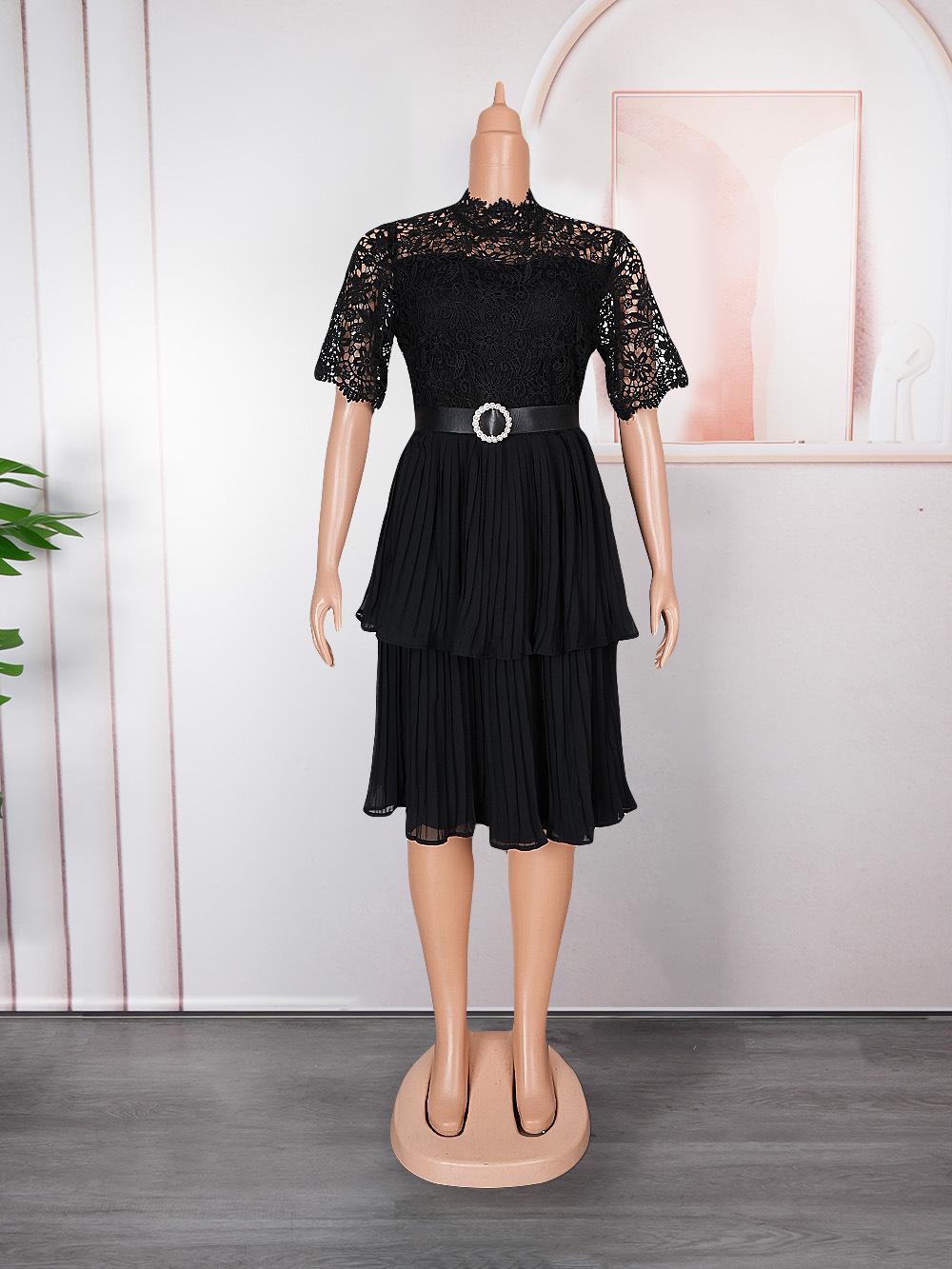 

Женское платье больших размеров из кружева с вставками — европейский, американский и африканский стили, хип-хоп и юбка-клеш