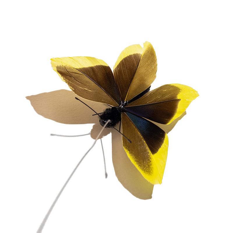4pcs Artificial Butterfly Feather Cat Teaser Stick Change Heads Cat Pet Toy