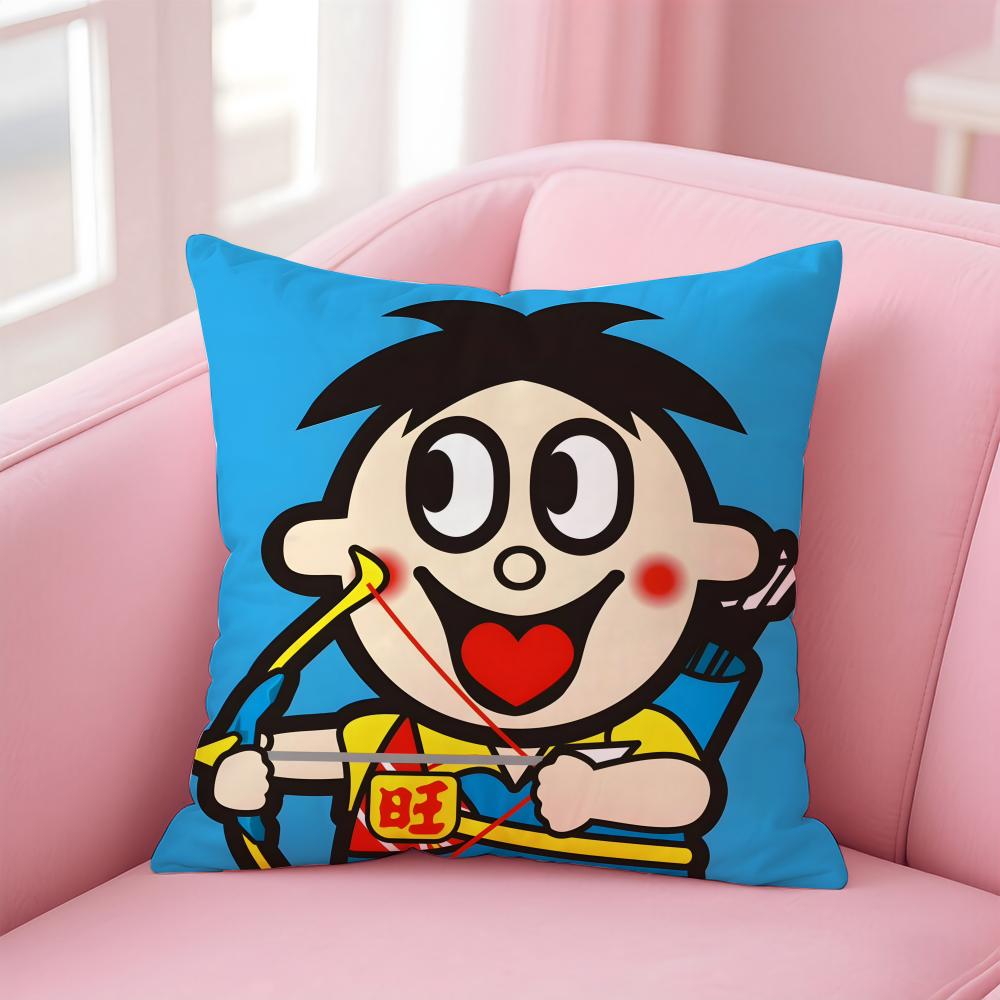 cartoon W-Wangzai Cushion Cover Home & Car Multi-Scene Pillow Cover - Reversible, Soft & Durable for Daily Use