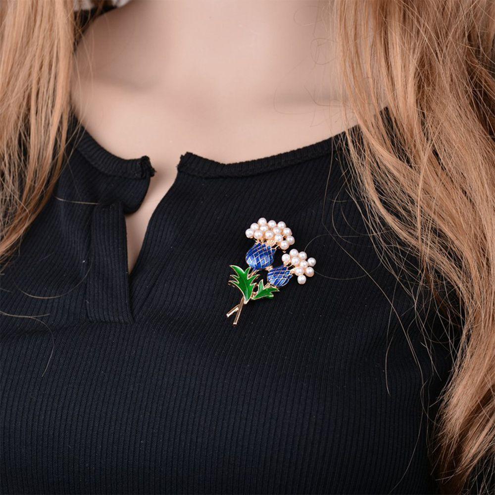 Vintage Bouquet Corsage Women Pearls Collar Pineapple Tree Fashion Thistle Tree Brooch