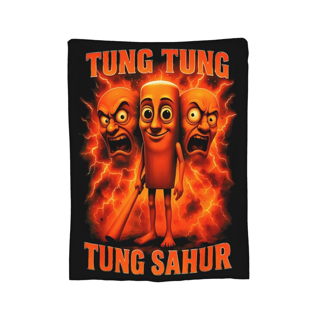 Tung Tung Tung Sahur  Brainrot Italian Meme  Flannel Blanket  Custom Throw Blankets for Home Cm Quilt