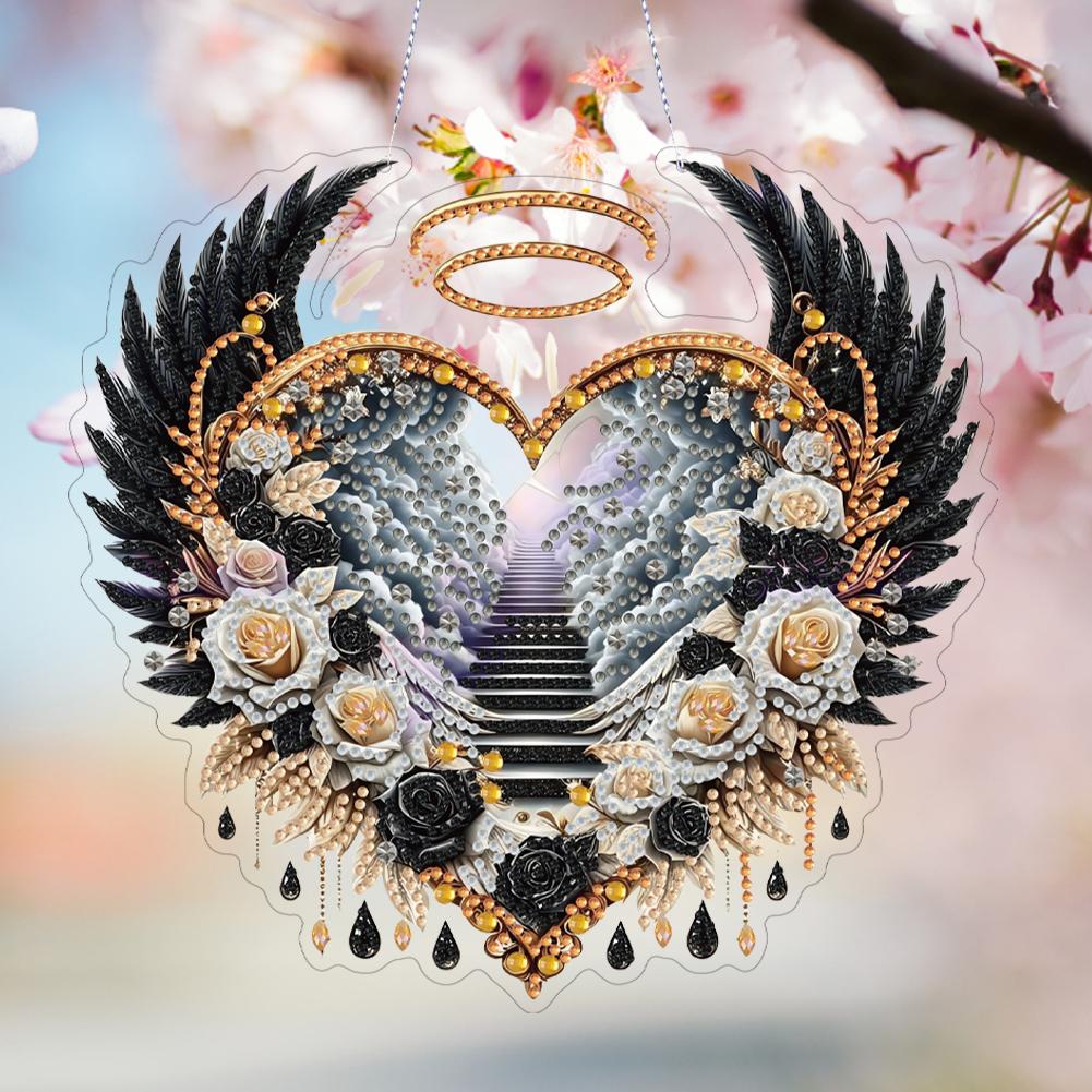 Acryl Diamant Malerei Hängender Anhänger Diamantbild Heimdeko Strass Diamant Malerei Fensteranhänger für Garten Fenster Dekoration