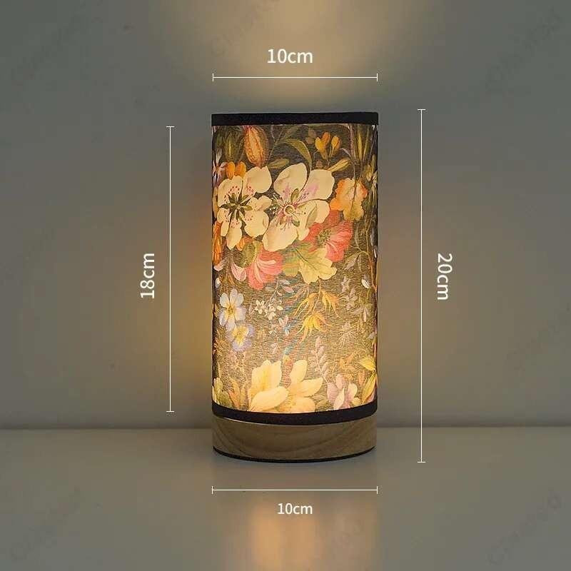 LED Fabric USB Desk Lamp Retro Butterfly Floral Bedside Night Light Bedroom Decor