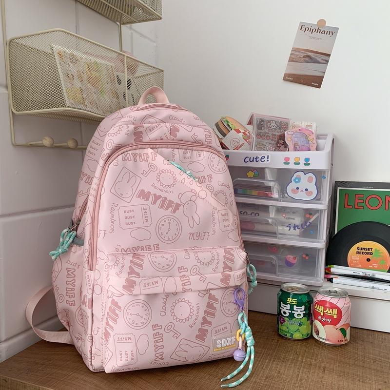 Spring new student backpack female college style schoolbag fresh and cute graffiti primary and secondary school schoolbag