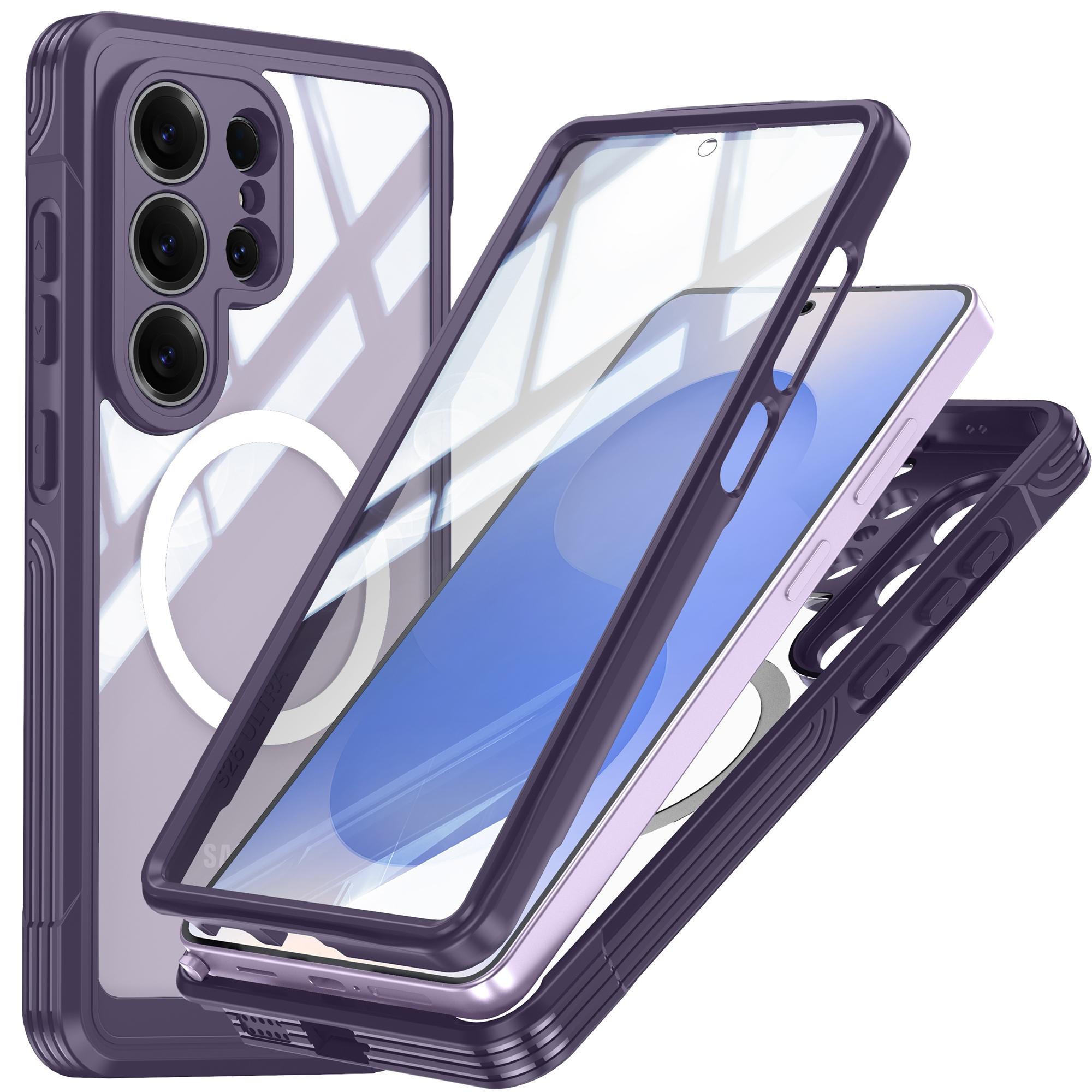 

Для Samsung Galaxy S26 Ultra Магнитный чехол PC + TPU Чехол для телефона с закаленным стеклом для экрана