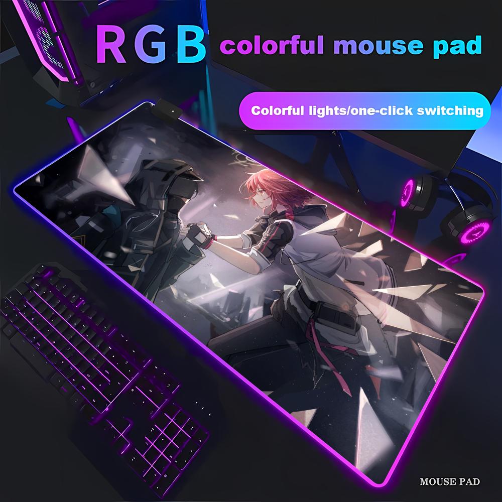 Arknights Gabinete Mouse Pad RGB Gaming Mouse Pad HD Gamer Large LED Light XXL MousePads PC Computer pad Non-slip