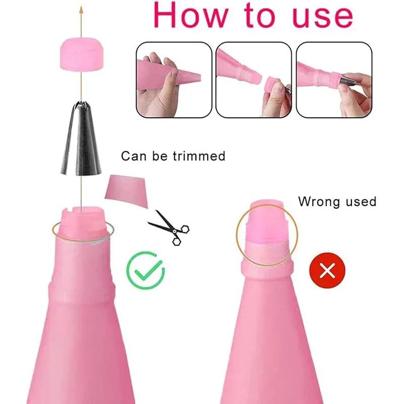 40Pc/set Stainless Steel Nozzle Set, Silicone Piping Bag, Reusable Cream Pastry Bag, Cake Decoration Tool, Baking Tool