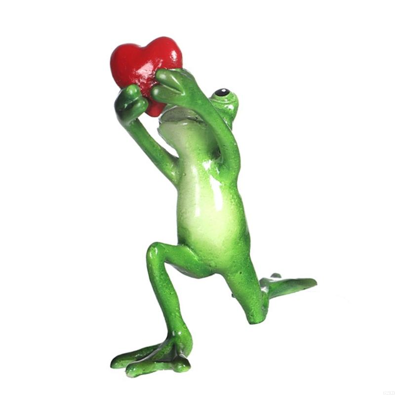 62KD Garden Frogs Figurines Decoration Funny Resins Frogs Sculpture Statue for Home Office