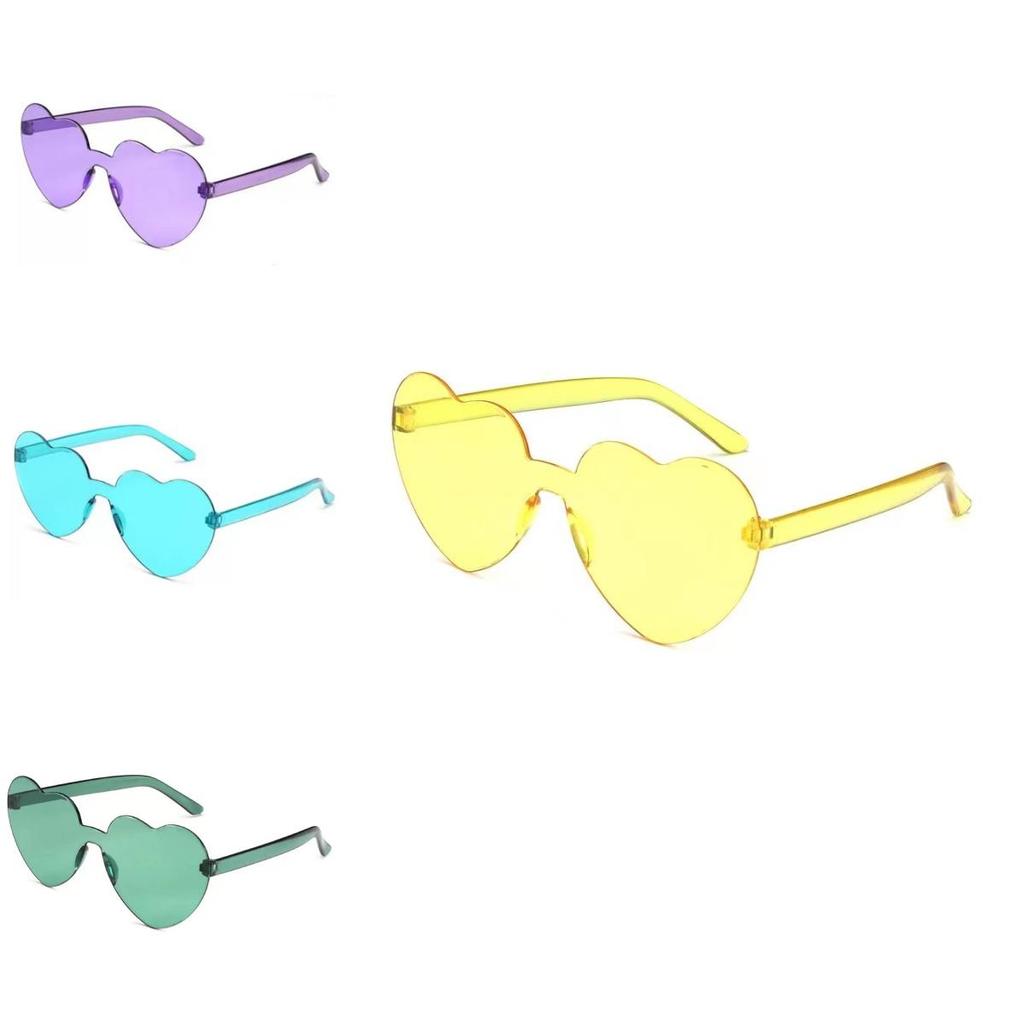 Heart Shaped Rimless Sunglasses Women's Candy Color Glasses