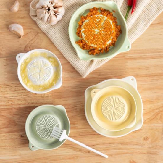 2Pcs Ceramic Grater Plate Set Ceramic Ginger Garlic Grater Plates with Olecranon Diversion Port Multipurpose Grinders for Juice Control