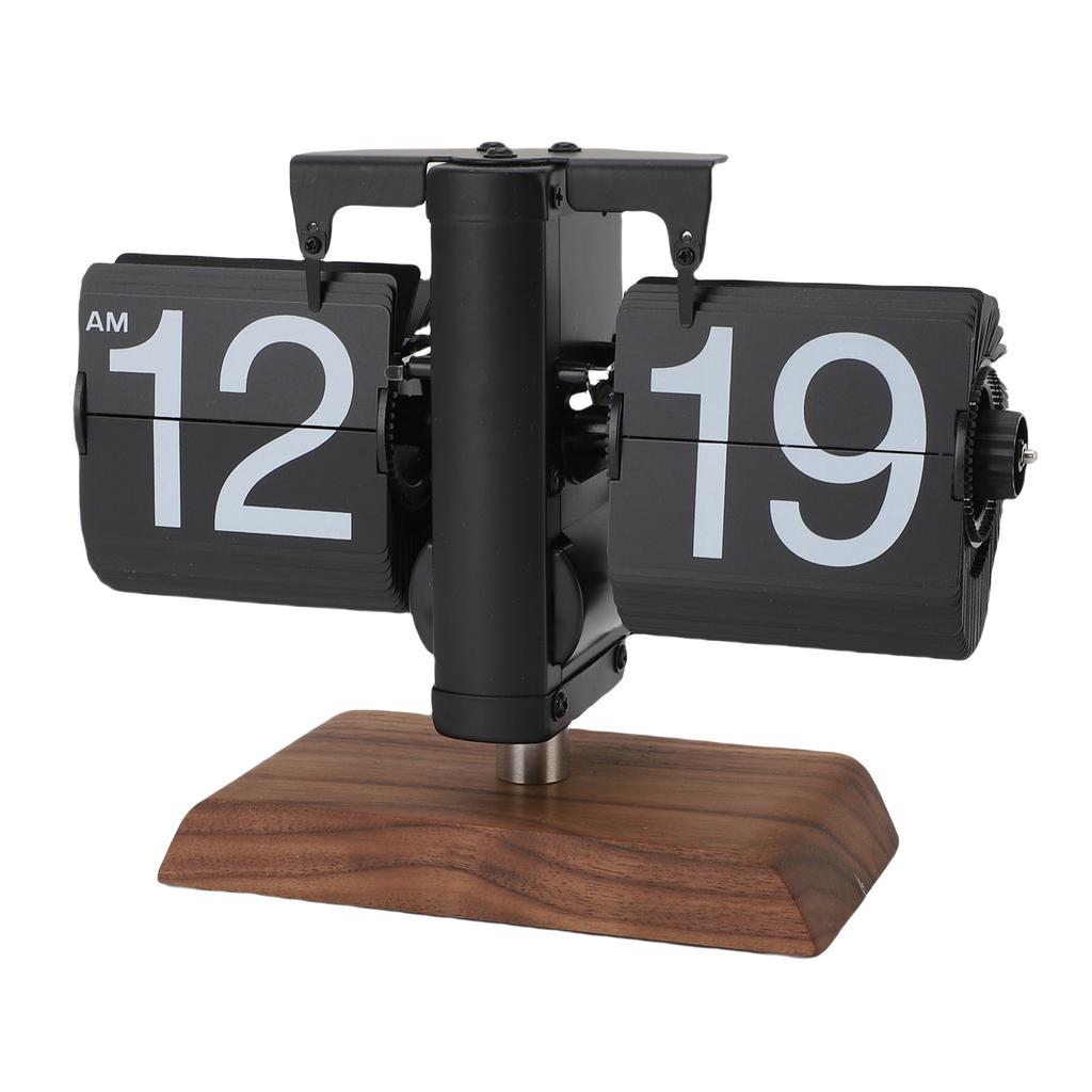 Digital   Desk Clock 12 Hours Battery Powered Retro Mechanical Auto   Down Clock with Wood Base for Living Room