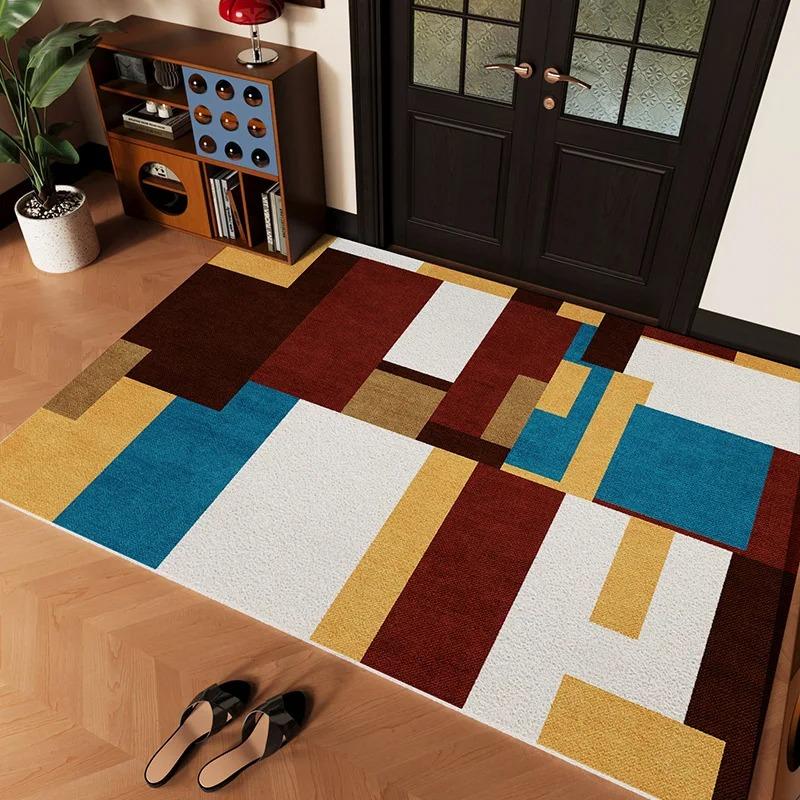 Американский коврик Ретро Геометрический Коврик для прихожей с витым проволочным ворсом Удаление пыли Подкладка для ног Устойчивый к грязи Ковер для прихожей гостиной 30X50cm