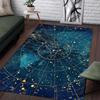 Starry Sky Constellation Rug - Large Area Rugs for Living Room, Blue Galaxy Carpet with Zodiac Signs, Modern Home Decor