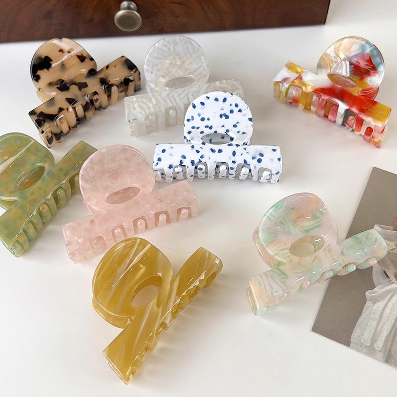 Fashion High Quality Simple Color Acetate Hair Clips Woman Elegant Ponytail Clip Crab Claw Washing Face HairPin Hair Accessories