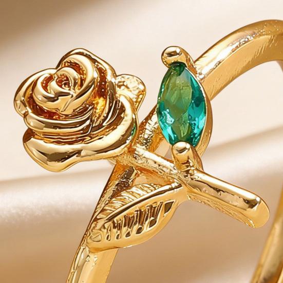 Rose Flower Ring Stackable Band Ring for Women Girls Adjustable Wrap Open Jewelry Gift for Birthday Valentine's Day