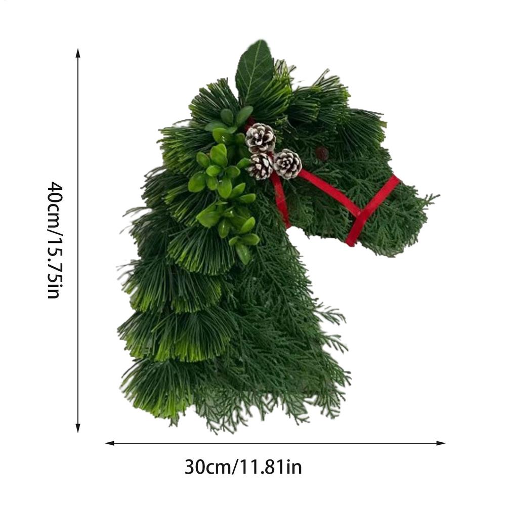 

Horsehead Christmas Wreath Holiday Garland for Mantle Weatherproof Christmas Horsehead Wreath for Wall Indoors Door Window Porch