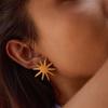  Fashion Stainless Steel Glossy Sunflower Earrings Fashion Trendy Waterproof PVD Gold Plated Daily Jewelry Gift