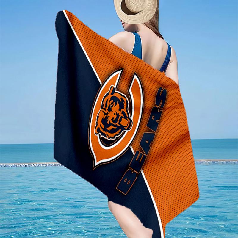 Chicago Bears Logo Microfiber Beach Towel, Lightweight And Quick-Dry, for Summer Travel, Beach Essential, Swimming Pool