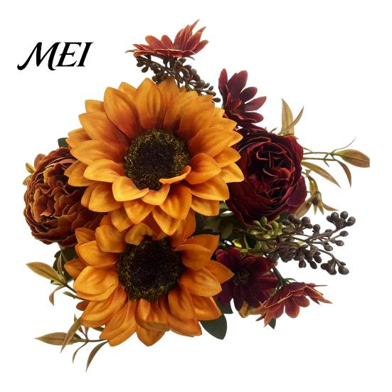 Floral Decorations for Fall Halloween Party Sunflower Artificial Flowers, Realistic Fake Bouquet Wedding Home, Rustic Flower Bouquets Dining