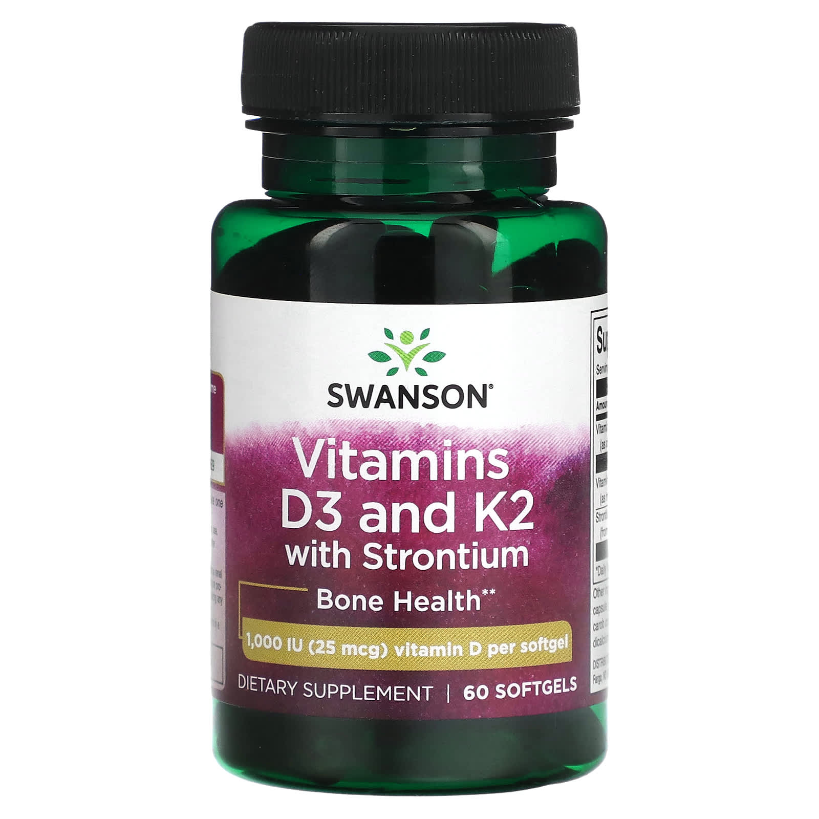 

Vitamin D3 and K2 with Strontium, 1,000 Iu (25 Mcg), 60 Softgels