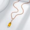 Roségoldfarbene Halskette mit gelbem Kristallanhänger für Damen, Naturzirkon-Accessoires, Hochzeitsparty, Vintage-Schmuck