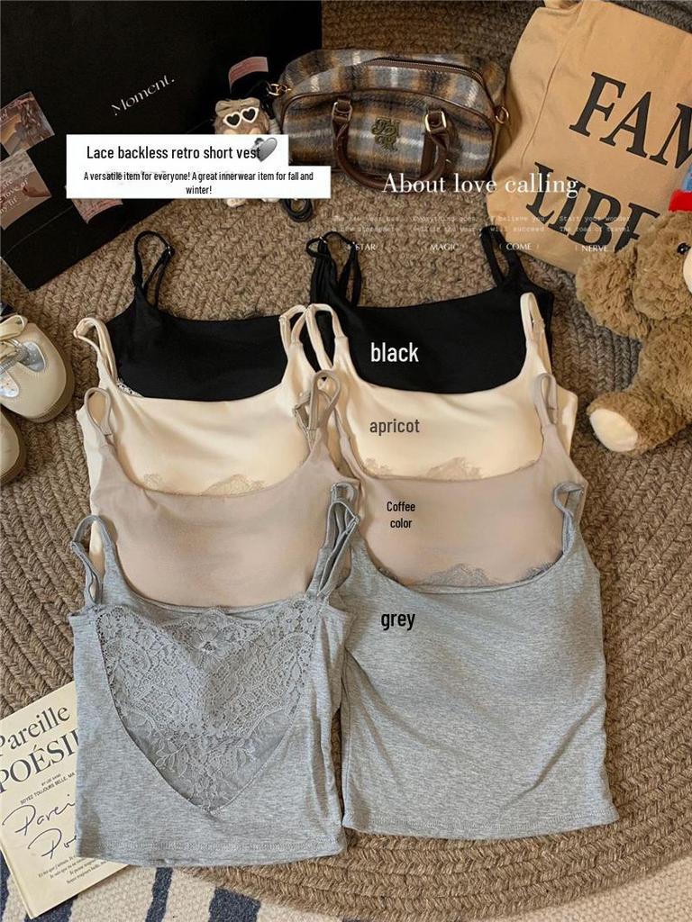 Damen Spitzen-Weste mit Gürtel und Brustpolster - Frühling/Herbst 2025 Nischendesign Mode Unterwäsche Kurzes Oberteil.