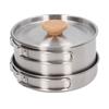 Cooking Pot and Pan Set 304 Stainless Steel Portable Camping Cookware Mess Kit with Storage Bag for