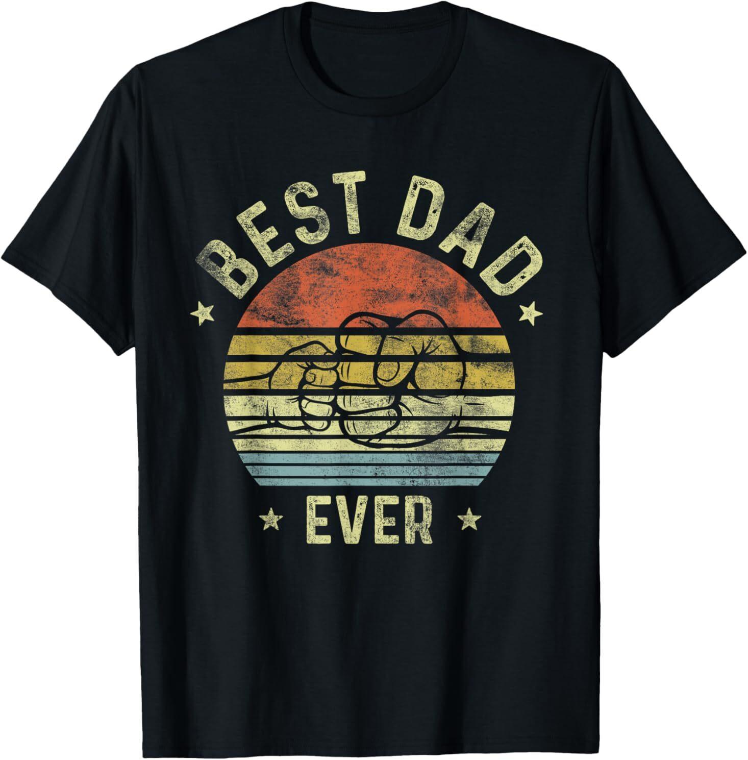 Best Dad Ever Retro Fist Bump Vintage Design Dad T-Shirt XXXXL