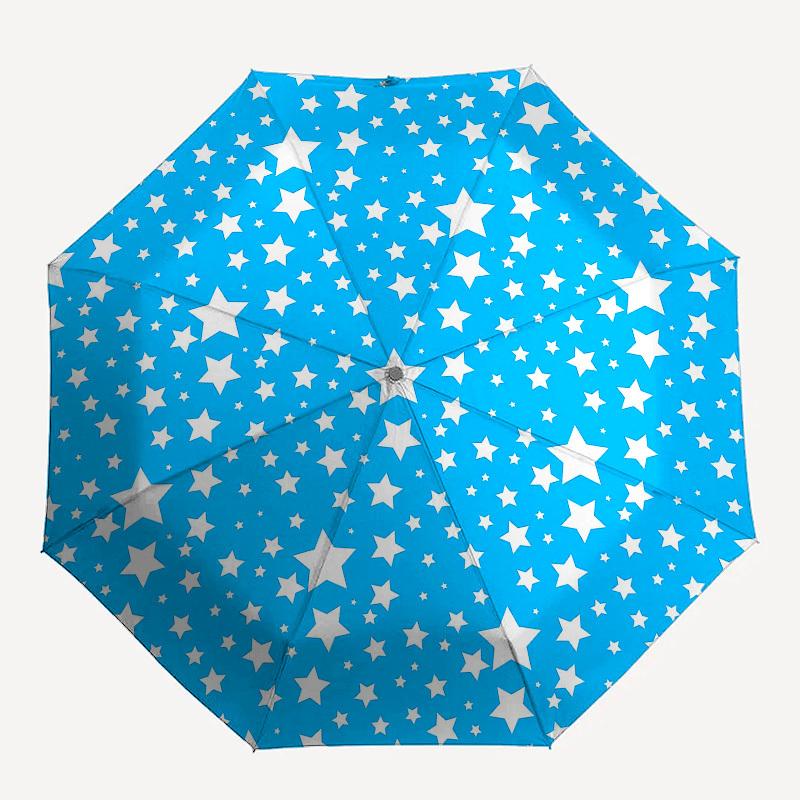 1pc Blue Circle with Stars Pattern Umbrella with Plastic Handle,Suitable for All Seasons Home Travel Outdoor UmbrellaPT311