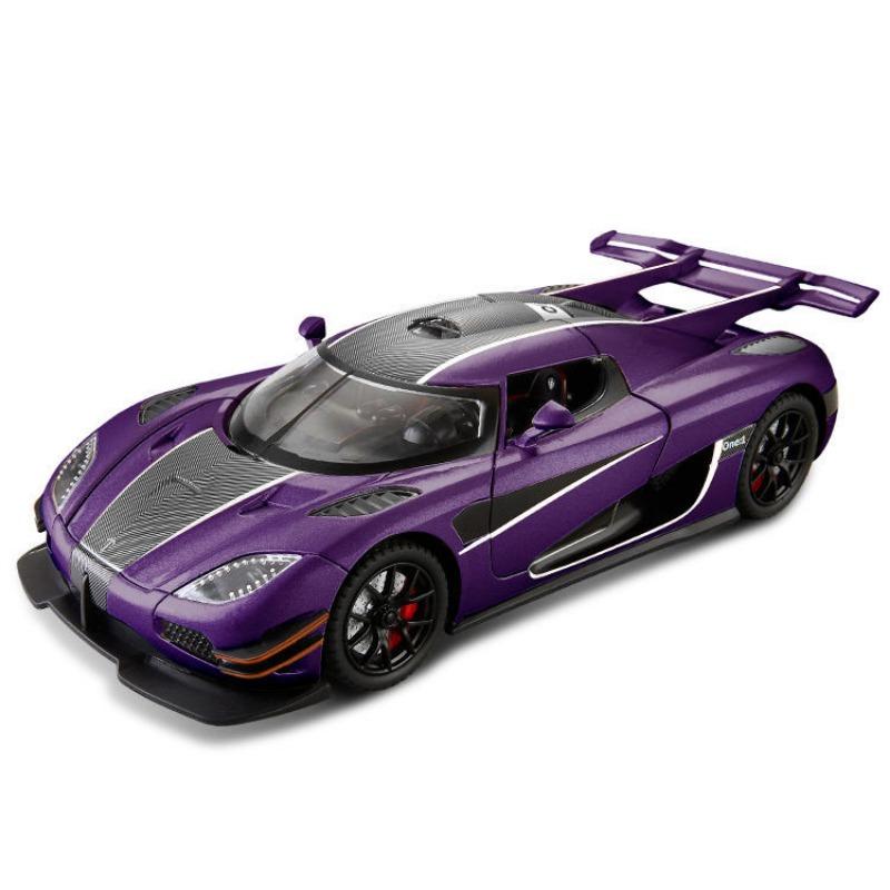 

1/24 Koenigsegg ONE 1 сплав модель спортивного автомобиля литой металл суперкар модель транспортного средства имитация звука и света детская игрушка подарок фиолетовый
