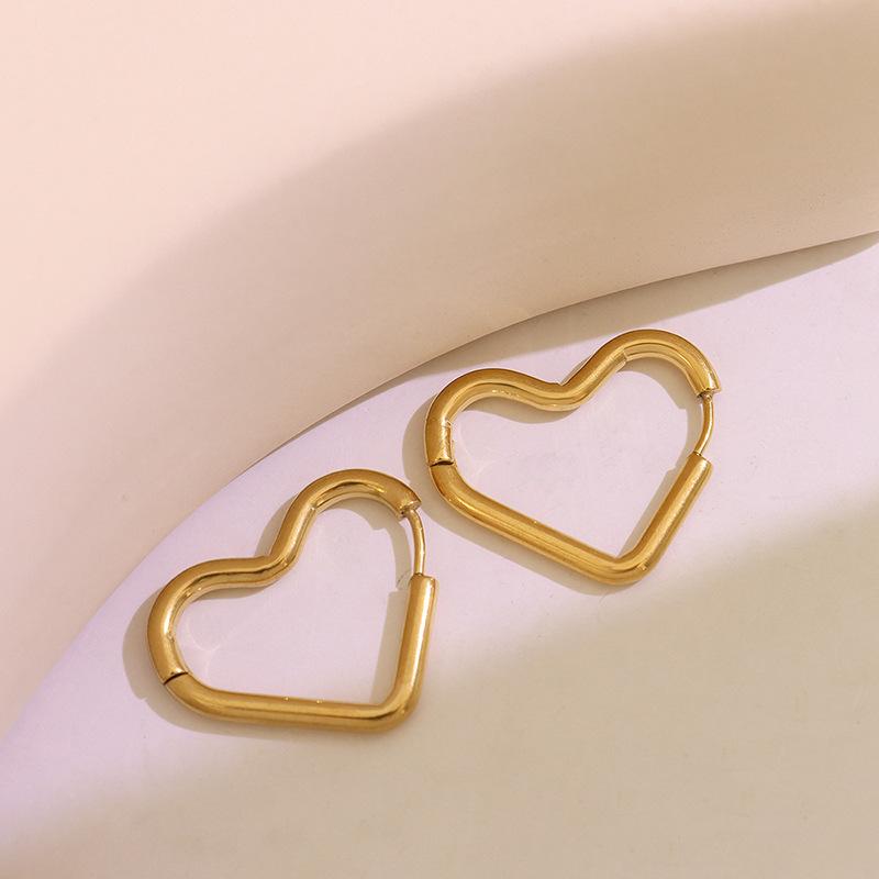 Elegant Gold-Plated Titanium Steel Earrings: Versatile Korean-Style Plain Ring Design for Women